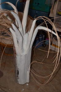 Tree trunk/limbs painted white.